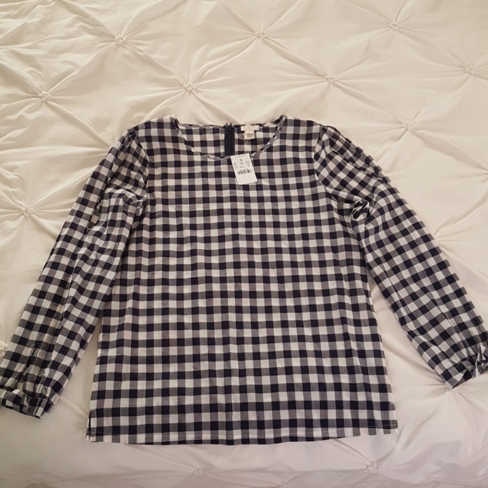 J Crew gingham blouse XS